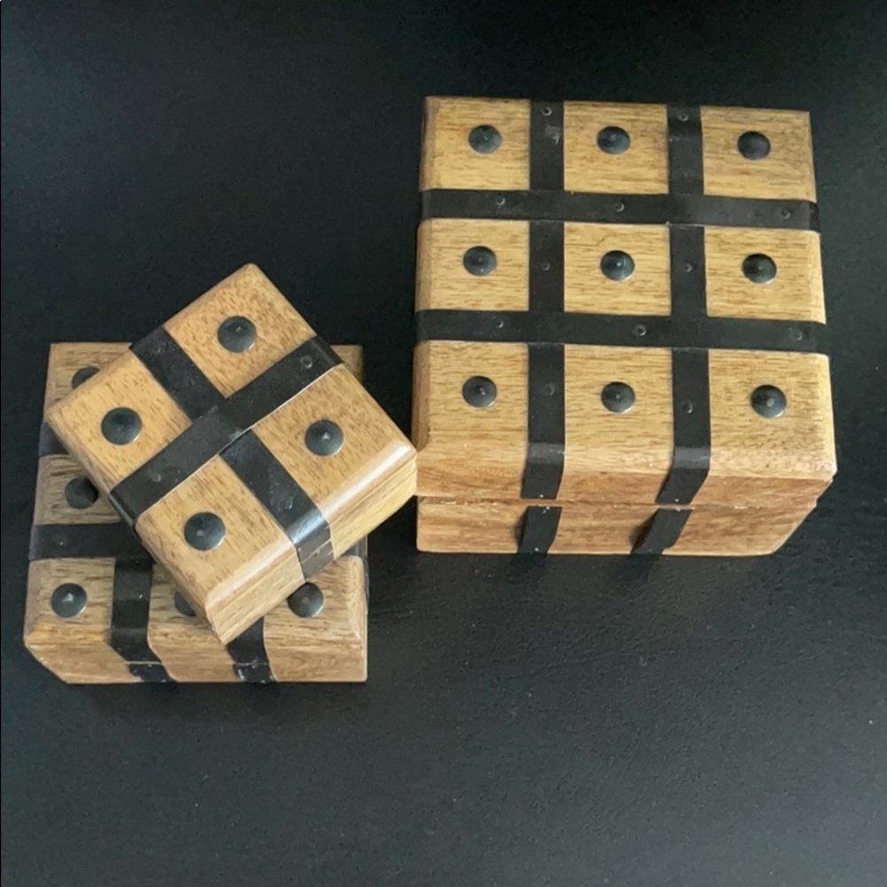 Set of 3 stackable wood boxes.